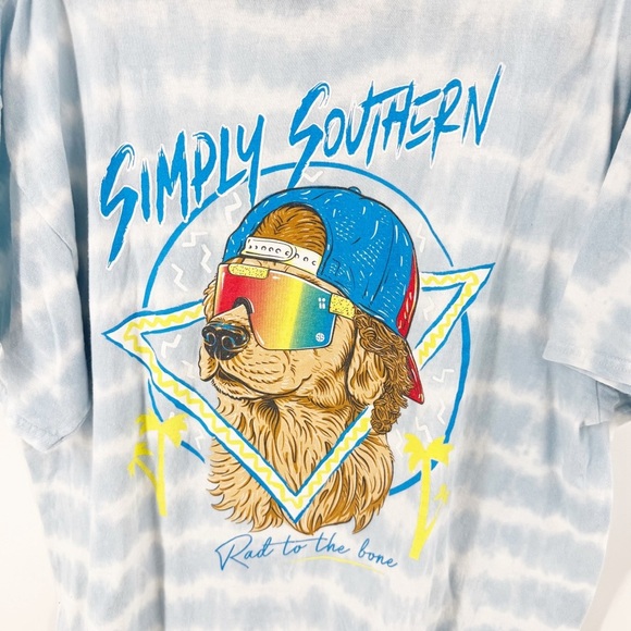 ✅ Simply Southern Tie-Dye T-Shirt RAD-TO-THE-BONE BLUE/WHITE SIZE XL - Picture 4 of 6
